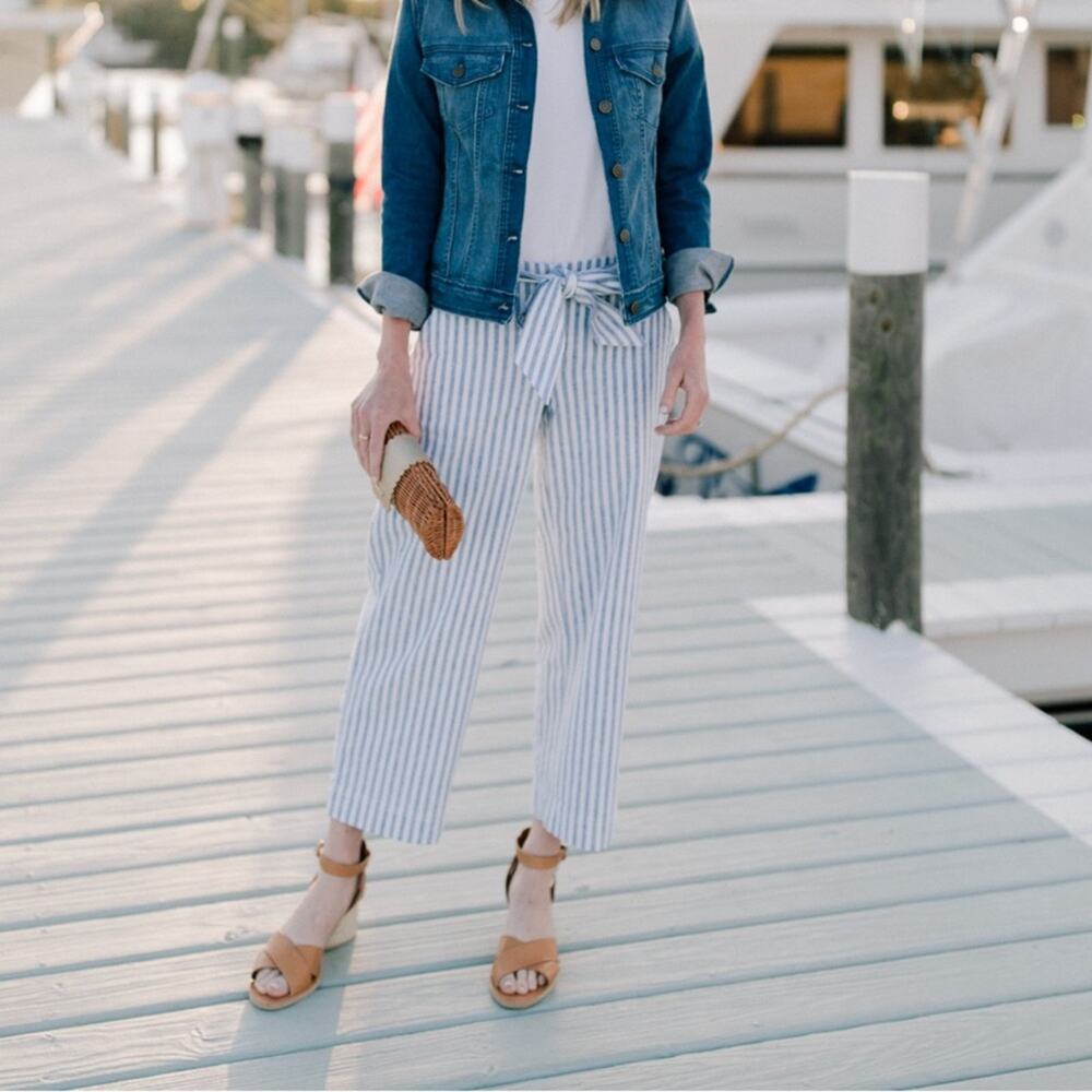 Vineyard Vines Tiamo Striped Wide Leg Catamaran Linen Blend Pants